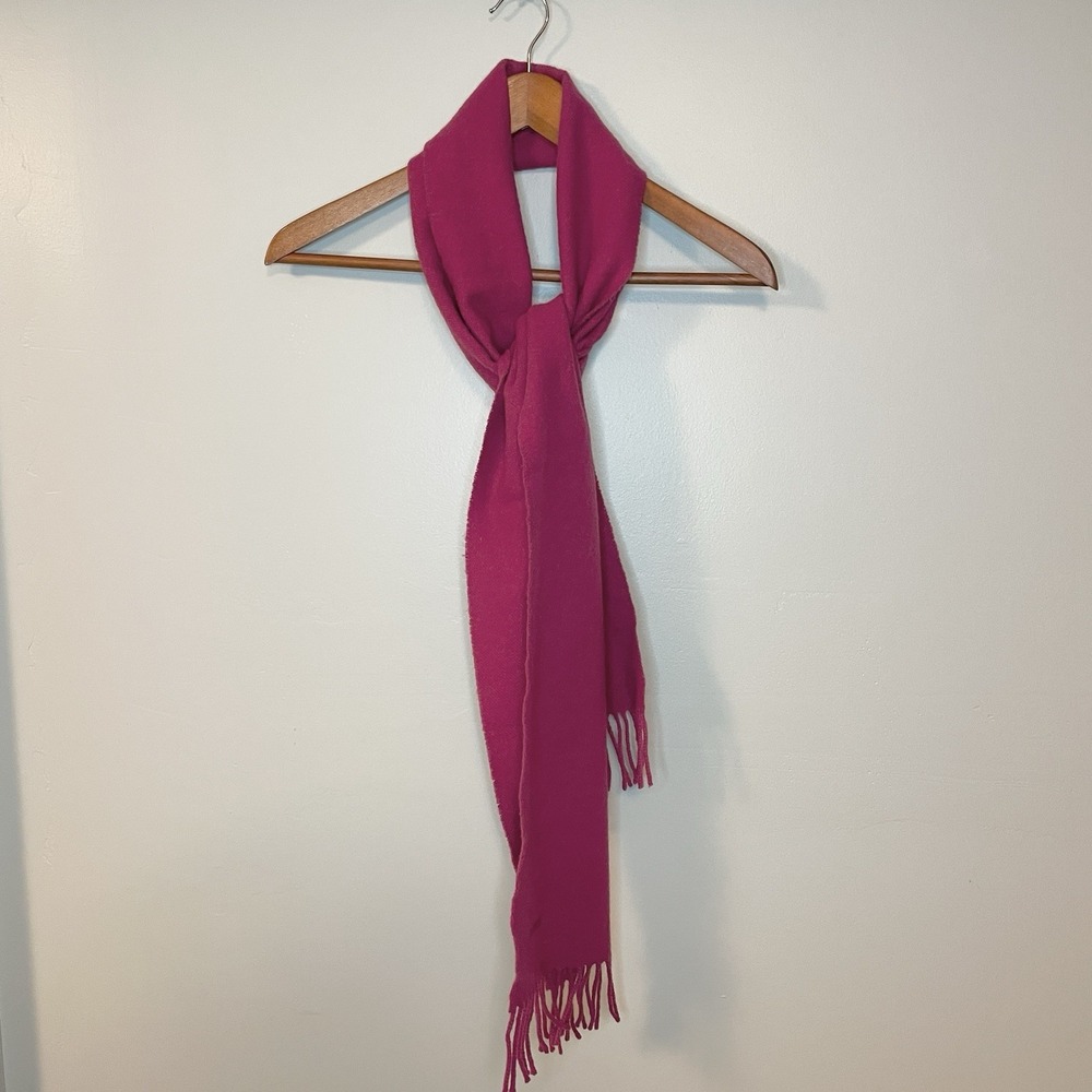 Barbour Lambswool Scarf Pink‎ Made in Scotland Fringed 100% Wool